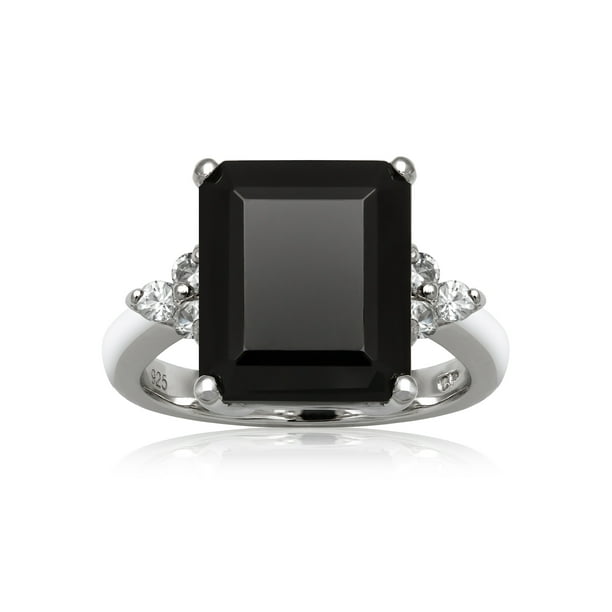 Black Onyx & White Topaz Sterling Silver Ring Size 7 Black Onyx & White Topaz Sterling Silver Ring Size 7
